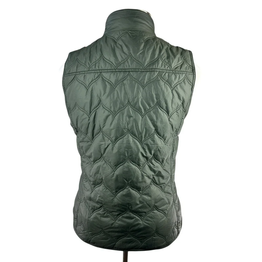 Vineyard Vines Chevron Quilted Whale Tail Vest Green Gold Full Zip Women's Large - Picture 10 of 14